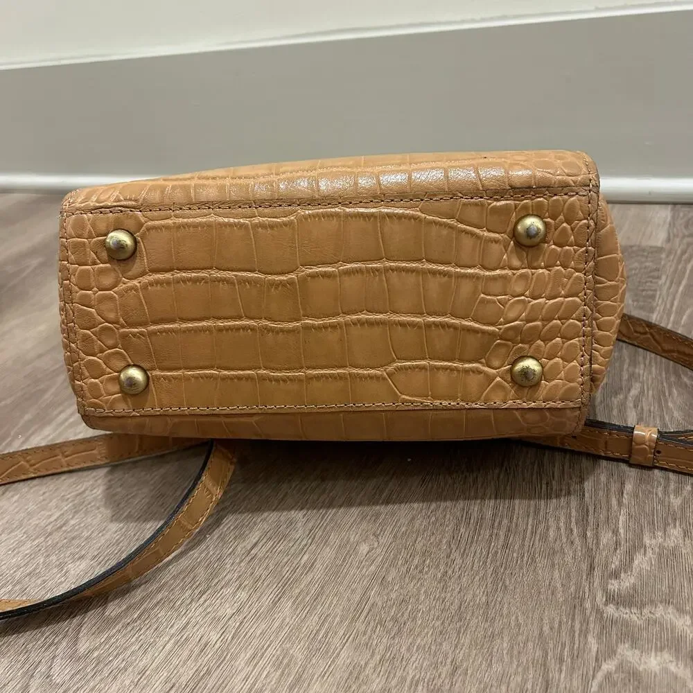 Patricia‎ Nash Nela Croc Embossed Leather Satchel Biscuit Top Handle Crossbody